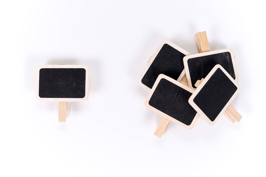 10 Chalkboard Clothespins Wood Clips. Table by FancyThatLoved