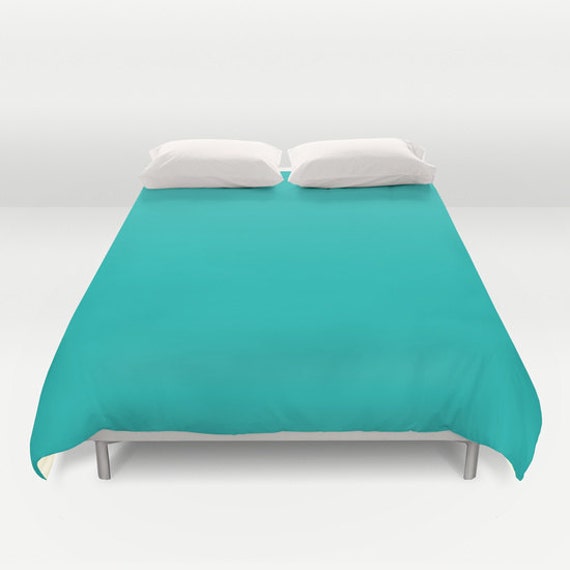 Light Teal Green Duvet Cover 0abab5 Twin by LushTartArtProject