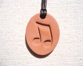 Music Note Aromatherapy Essential Oil Diffuser Pendant, Ceramic Terracotta Earthy Eco-Friendly Jewelry