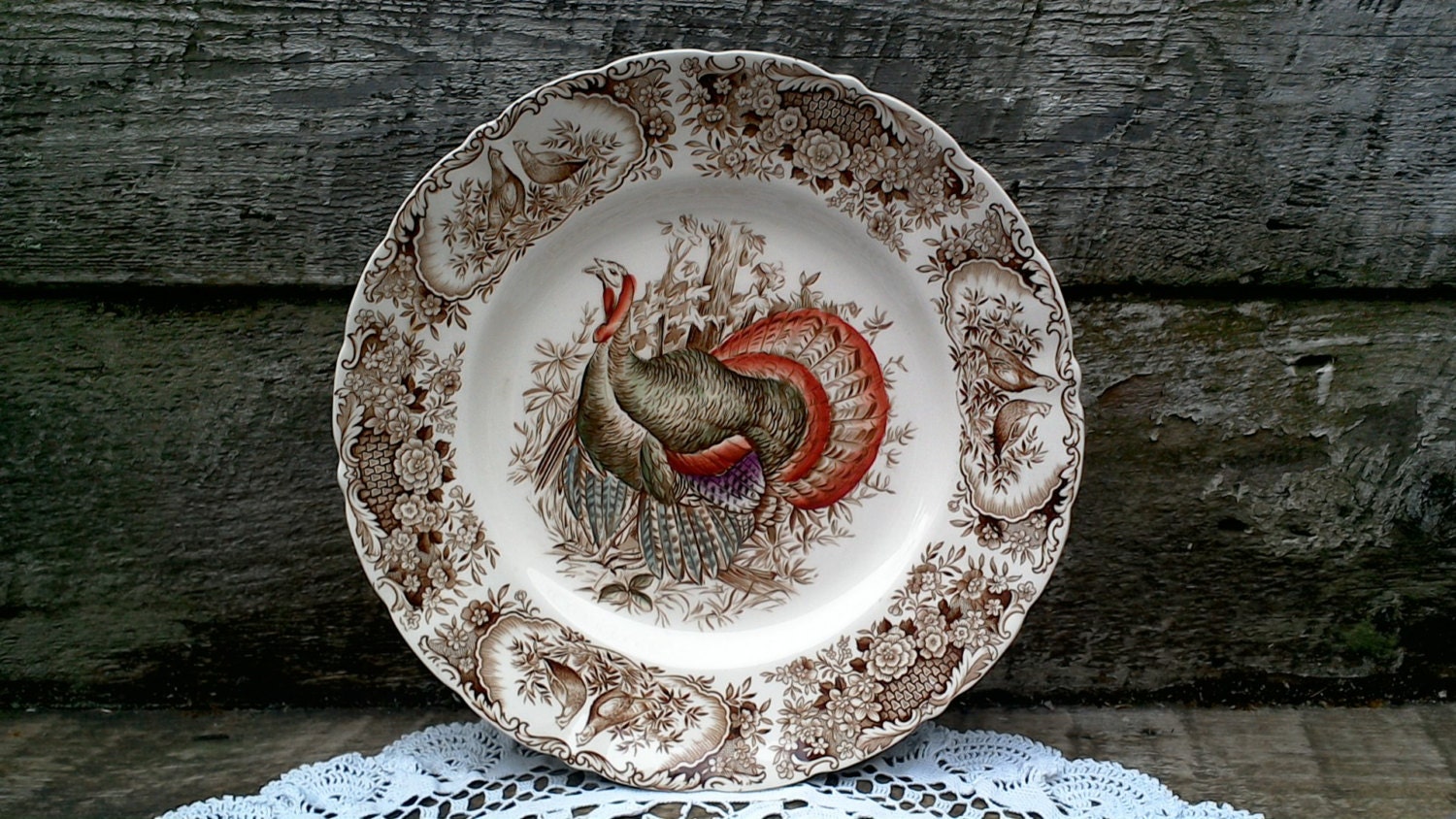 Vintage Turkey Plate, Johnson Brothers Windsor Ware “WILD TURKEY