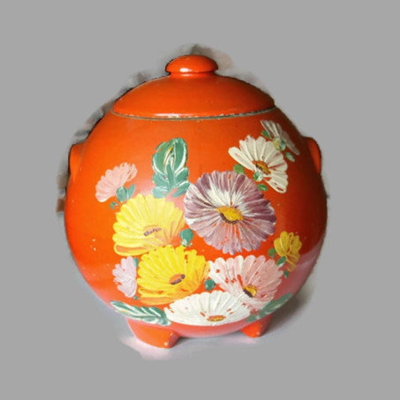 Hand Painted Cookie Jar 1940s Ransburg Indianapolis by RayMels