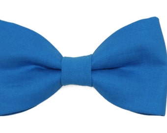 Malibu Blue Clip On Cotton Bow Tie Bowtie - Adult / Boys / Toddler Sizes