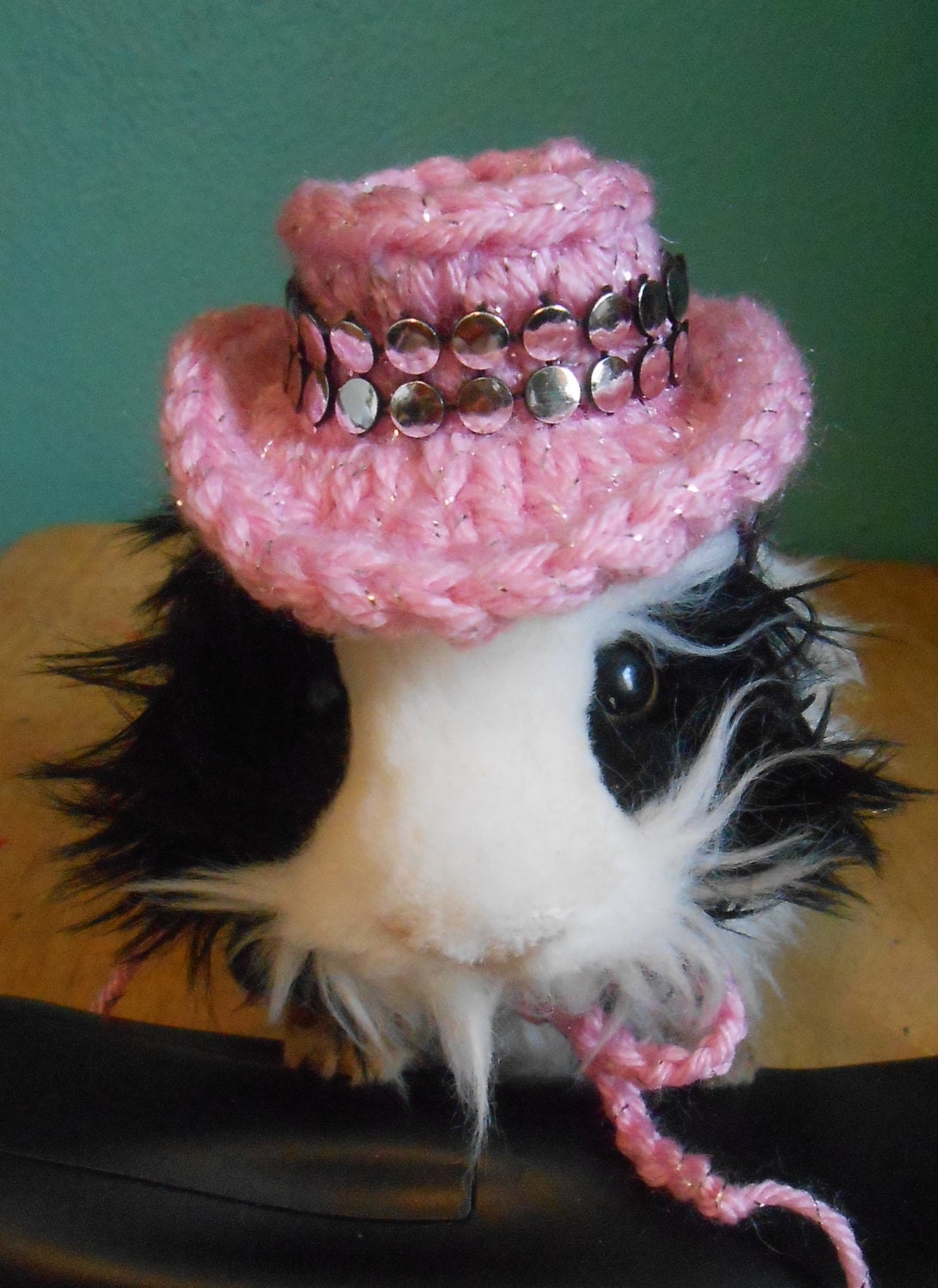 Crocheted Guinea Pig Cowboy Hat Guinea Pig Clothes Pink