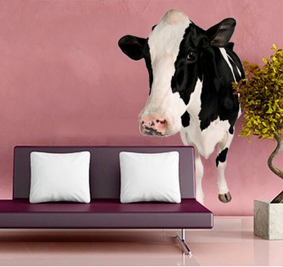 Items similar to WSD157 Holstein Cow. Large animal wall sticker Animal photo wall decal on Etsy