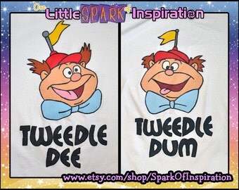 VALUE PACK Alice in Wonderland Tweedle Dee & Tweedle Dum Matching T-Shirts Commission