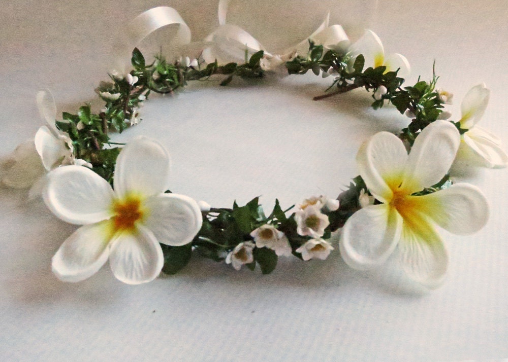 Hawaiian Sweet Leilani Flower Crown Plumeria by HairDoodleDo