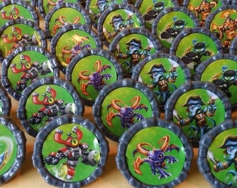 24 SKYLANDERS swap force giants trap team Cupcake party favor topper rings cake Great boy birthday party idea! game gamer