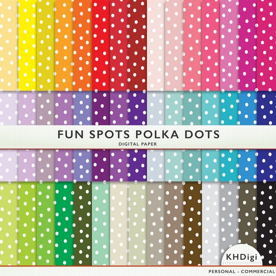 Fun Spots Polka Dots Digital Paper 45 Sheets Scrapbooking