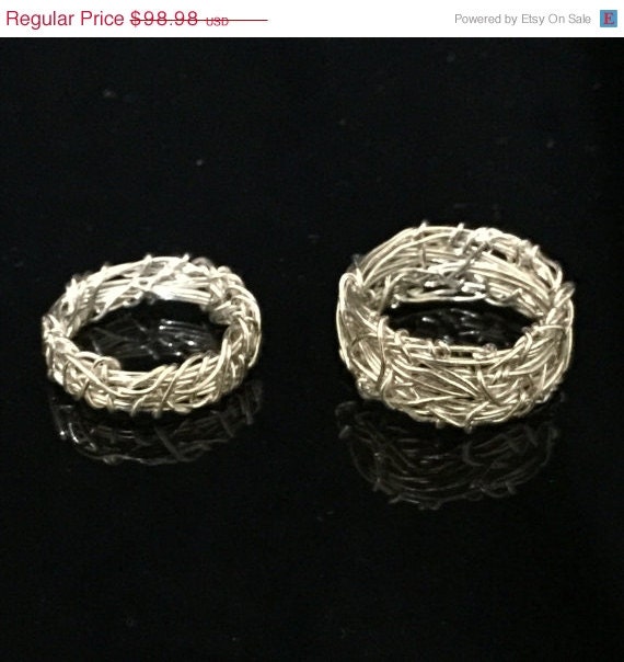 Spring SALE His and Hers Wedding Rings, Matching Wedding Rings, Vintage Wedding Ring, Filigree Wedding Bands, Rustic Ring,  Steampunk Weddin