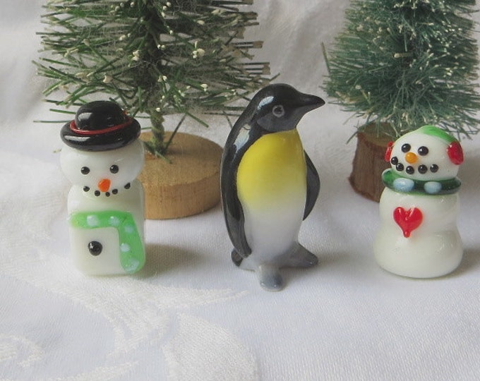 Fairy Garden Snowman Penguin Christmas Trees Terrarium