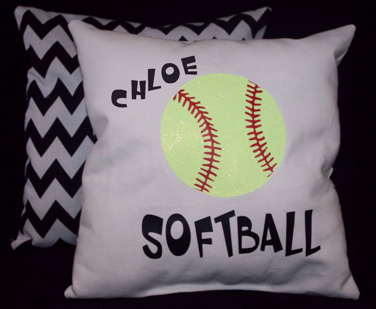 Personalized GLITTER SOFTBALL Pillow from by ThePillowshack