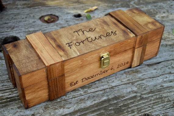 Rustic Wedding Wine Box - Wine Capsule - Wine Box Ceremony - Rustic Wedding Shabby Chic Wedding - Lockable Wine Box - Personalized Wine Box by CountryBarnBabe