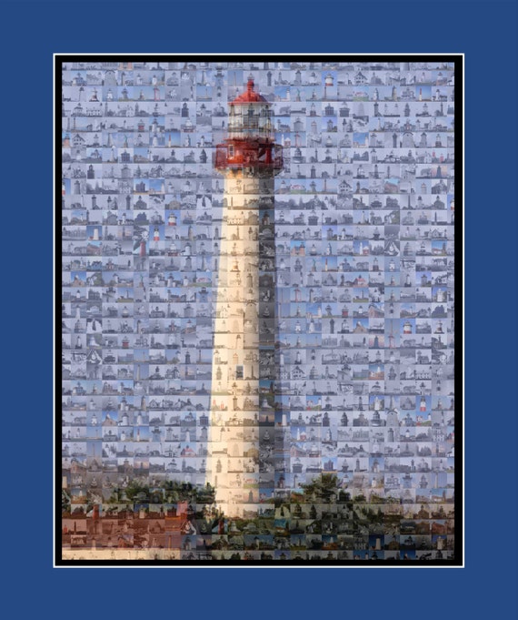 Lighthouse Mosaic Print Art Designed Using Over by TheMosaicGuy