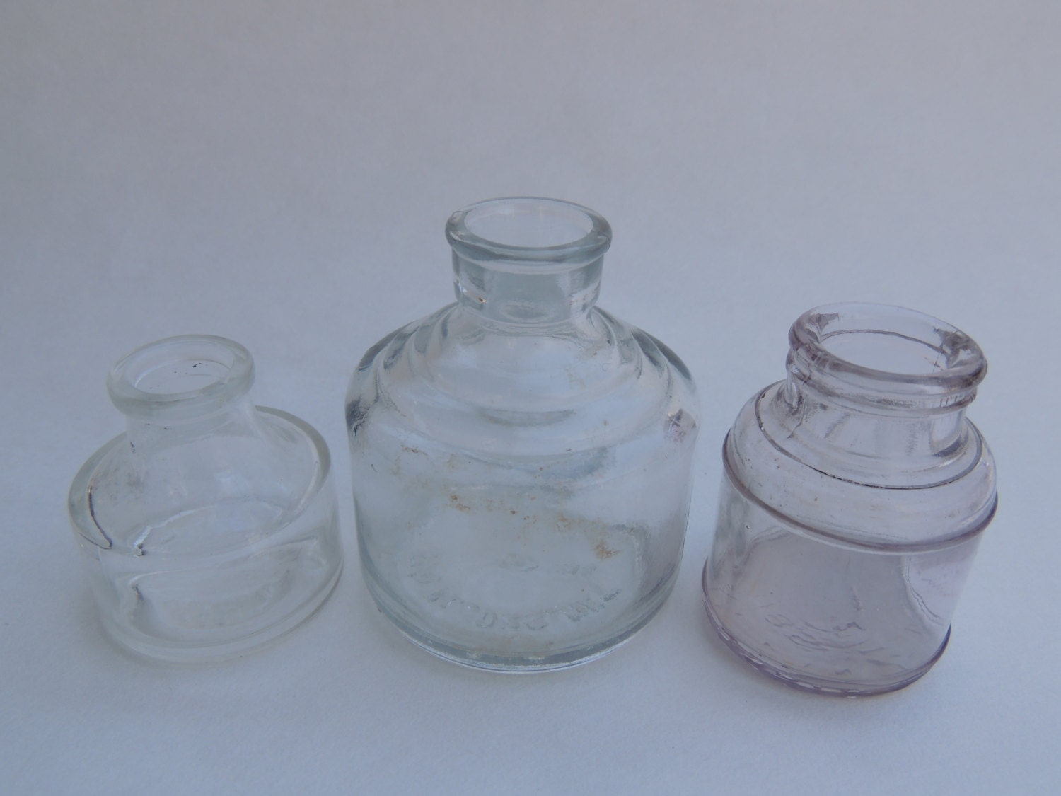 Three Vintage Glass Ink Bottles Carter's by RedoneAndVintage
