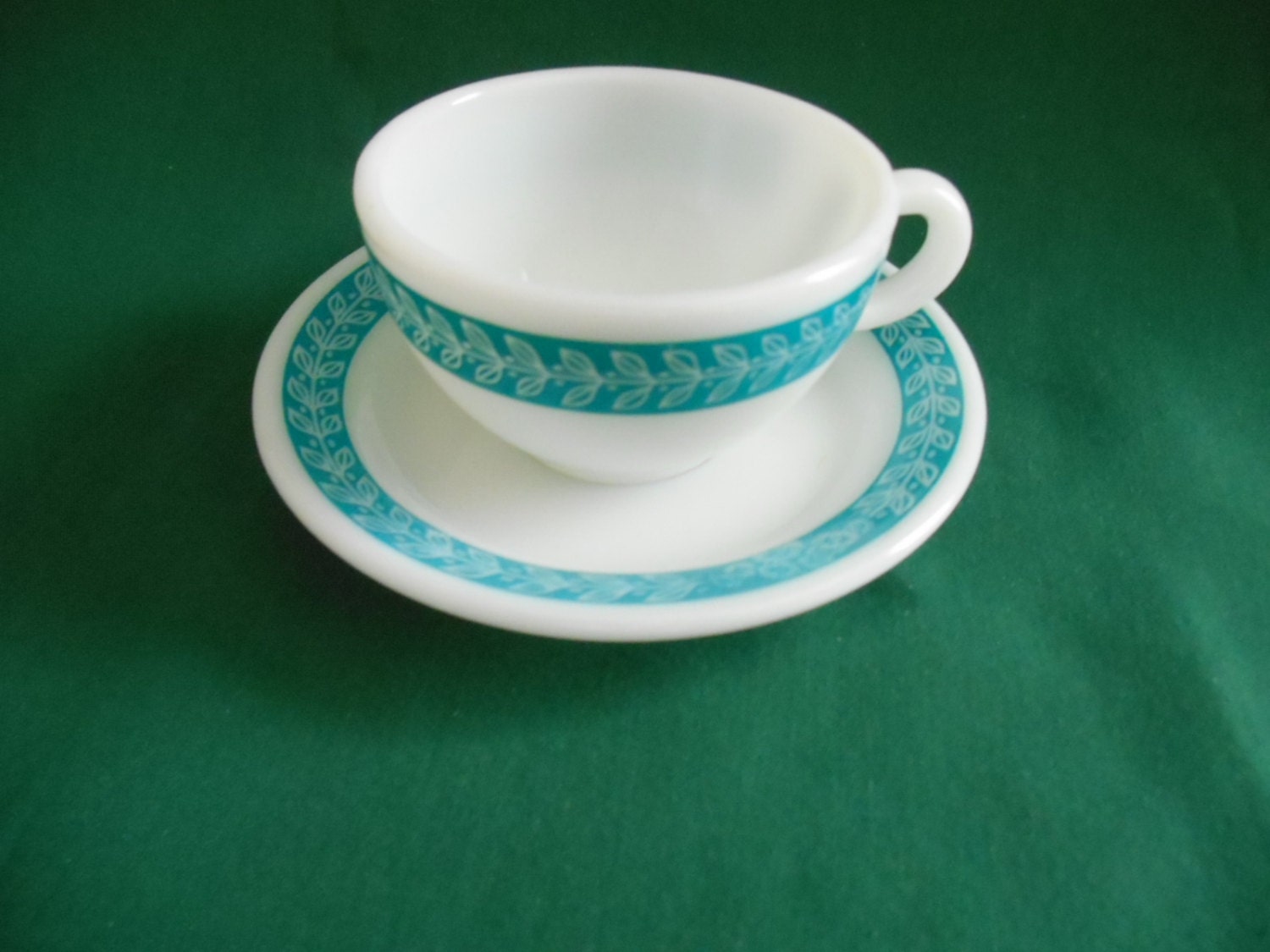 Reserved for Donna Pyrex Turquoise Laurel Cup And Saucer