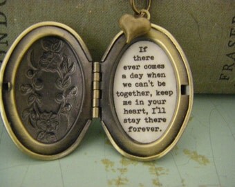 Pooh Locket , Necklace, If There Ever Comes A Day When We Can't Be Together, Keep Me In Your Heart, Friendship Locket