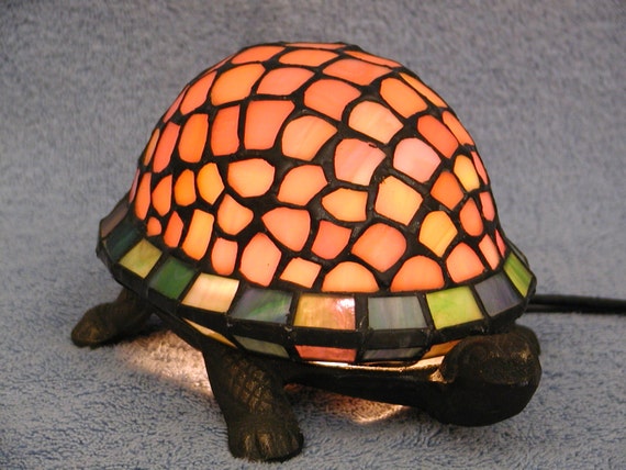 Reserved Stained Glass Turtle Lamp Tiffany By Sandecollectibles 5732