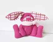 Magenta Bunny Baby Toy --- stuffed rabbit --- handmade fleece bunny --- embroidered face safe for baby --- stuffed easter bunny