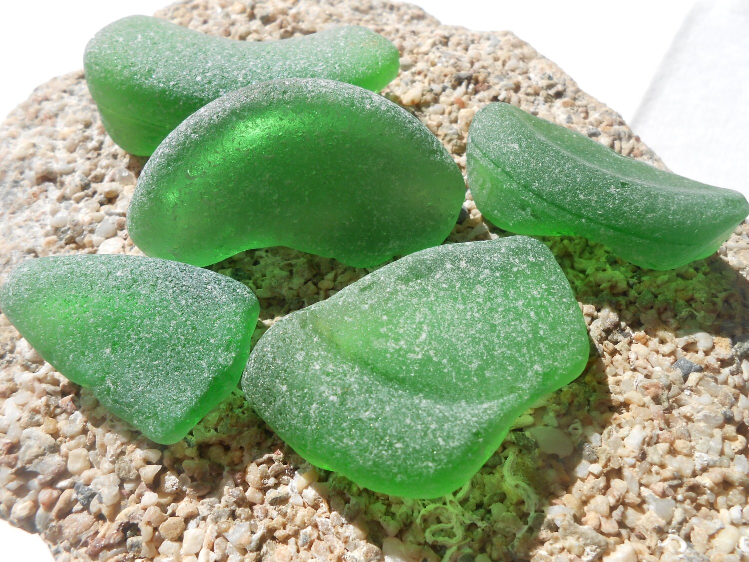 Big green sea glass pieces green beach glass by BeniciaSeaglass