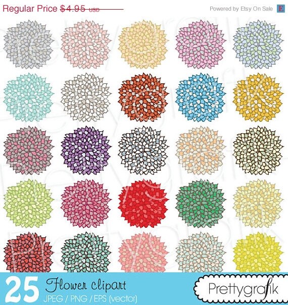 80% OFF SALE 25 flower clipart commercial use, vector graphics, digital clip art, digital images - CL499 Il_570xn