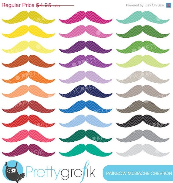 80% OFF SALE Rainbow Moustache and Mustache clipart commercial use, vector graphics, digital clip art, digital images - CL563 Il_570xn