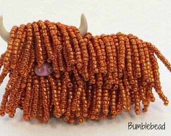 Heilan' Coo / Highland Cow Brooch Tutorial & Kit - A Bead Embroidery Project