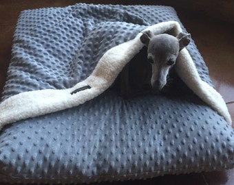 P'Iglet Pouch- Made to Order Minky Burrowing Dog Bed with built in Blanket
