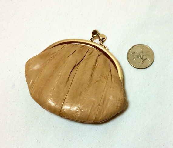 Vintage Small Coin Purse Eel Skin Leather Kisslock
