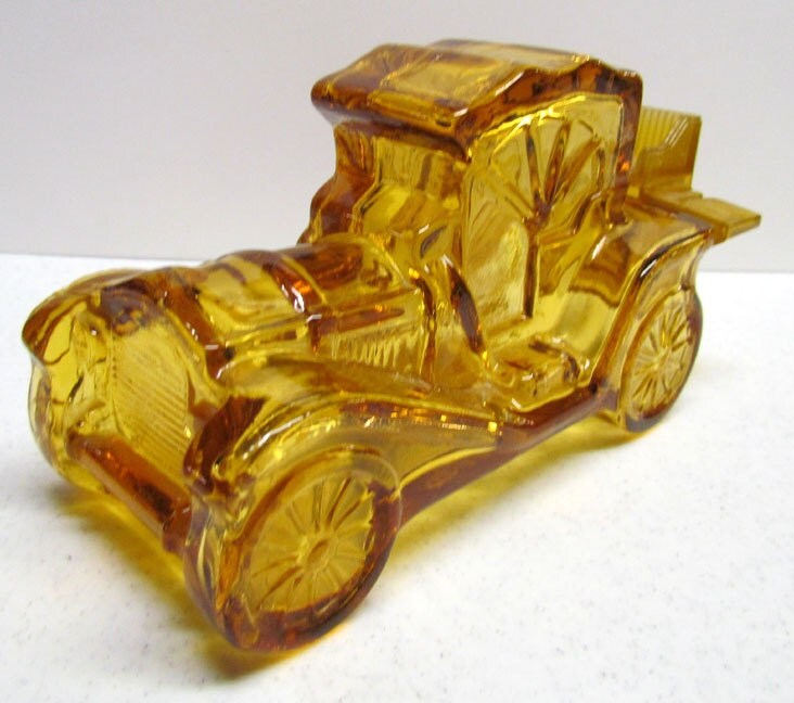 Vintage Yellow Golden Glass Car AVON Bottle by VINTAGEandMOREshop