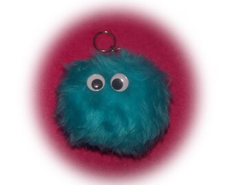 with pom keychain eyes pom neptune cute monster pom fur keychain furry pom Plain fluffy fuzzy car