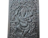 Chakra Ganesh Decorative Hand Carved Wood Door Panel India 72 X 36