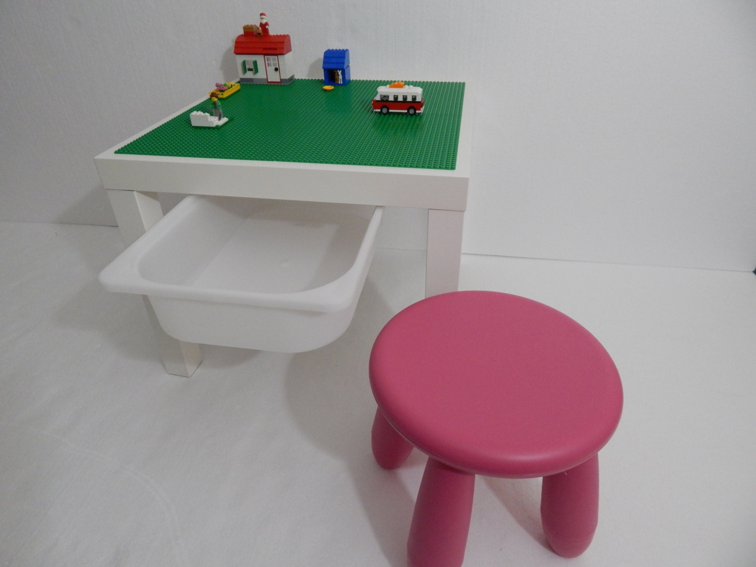 LEGO® Storage Table with Stool. Large 20x20 Green
