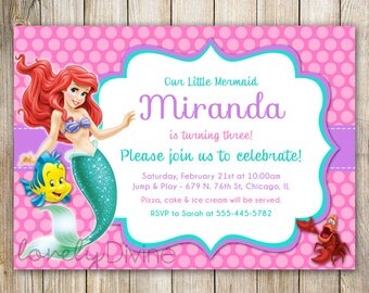 Little Mermaid Birthday Invitation, Ariel Invitation, Ariel Invite, Little Mermaid invite, 1st Birthday, 2nd, 3rd, 4th, 5th, 6th, PRINTABLE