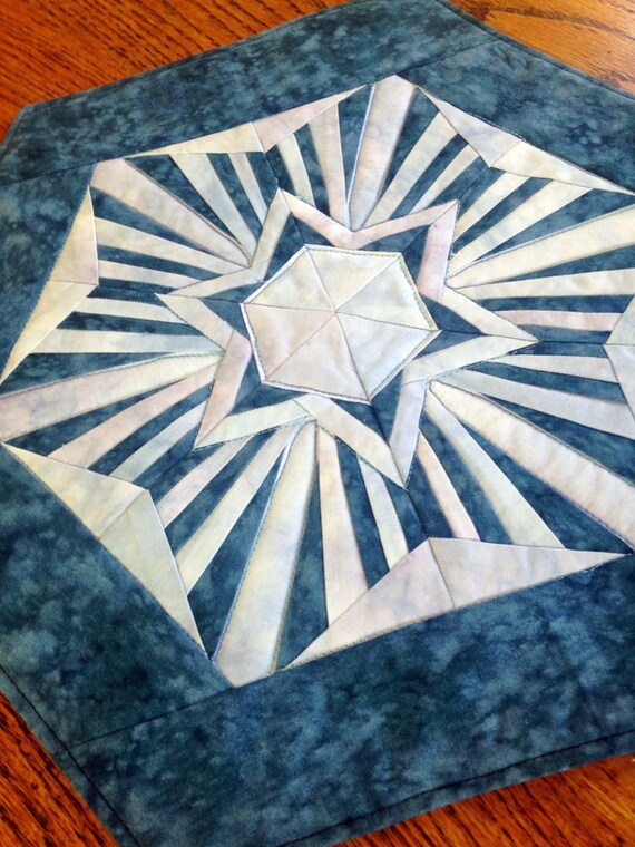 Quilted Table Topper in Paper Pieced Star by MulberryPatchQuilts