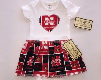 Nebraska Huskers Heart Onesie and Skirt
