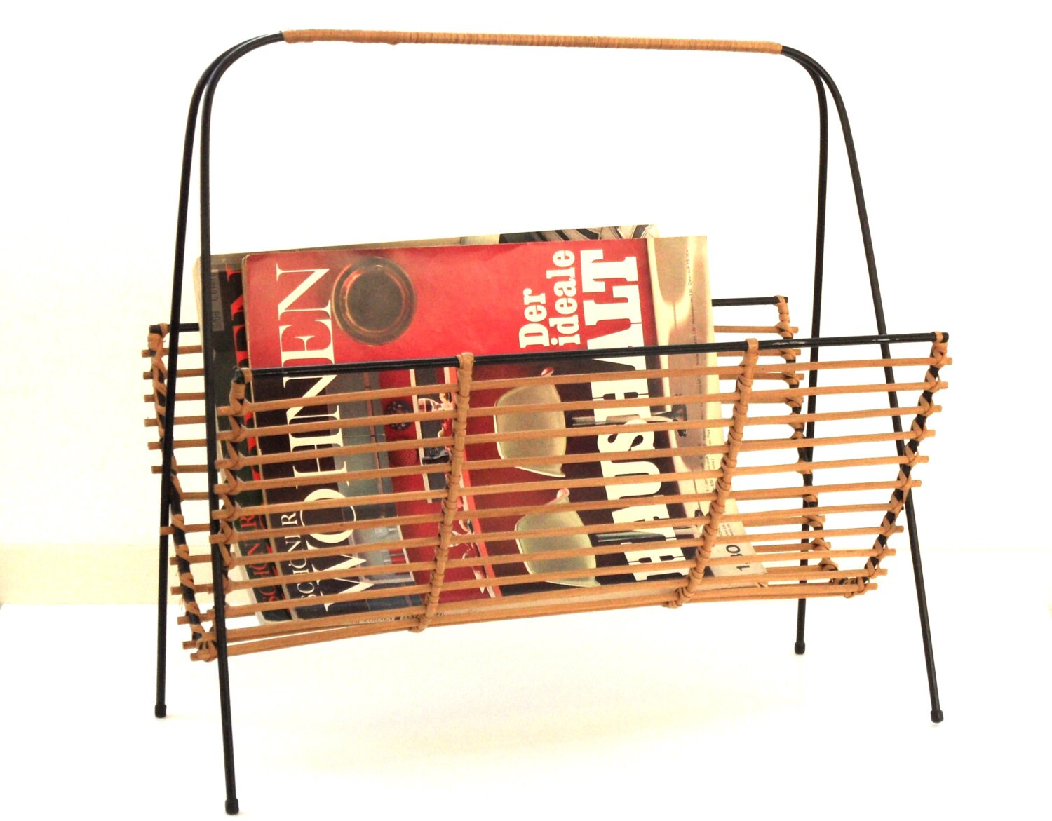 Retro magazine rack mid century modern danish newspaper rack
