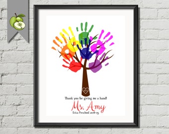 Teacher appreciation Week, Customized, hand print tree, any tree, any font, any quote, any colour, personalised, digital, DIY printable