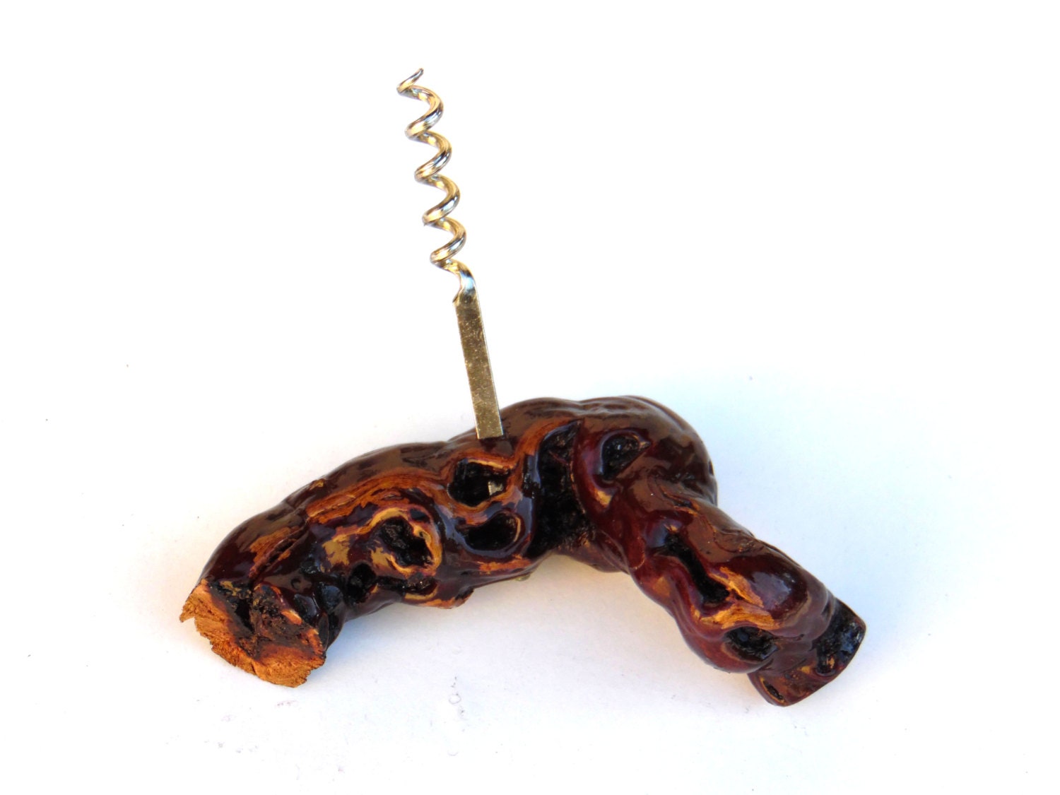 Vintage French Wooden Corkscrew Wine Opener Barware Kitchen Decor