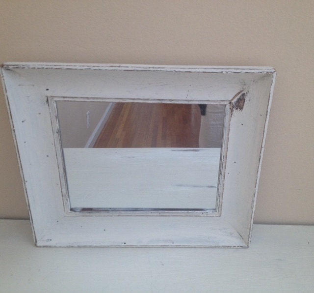 VINTAGE WOOD White Frame MIRROR Distress Frame Chic Nursery