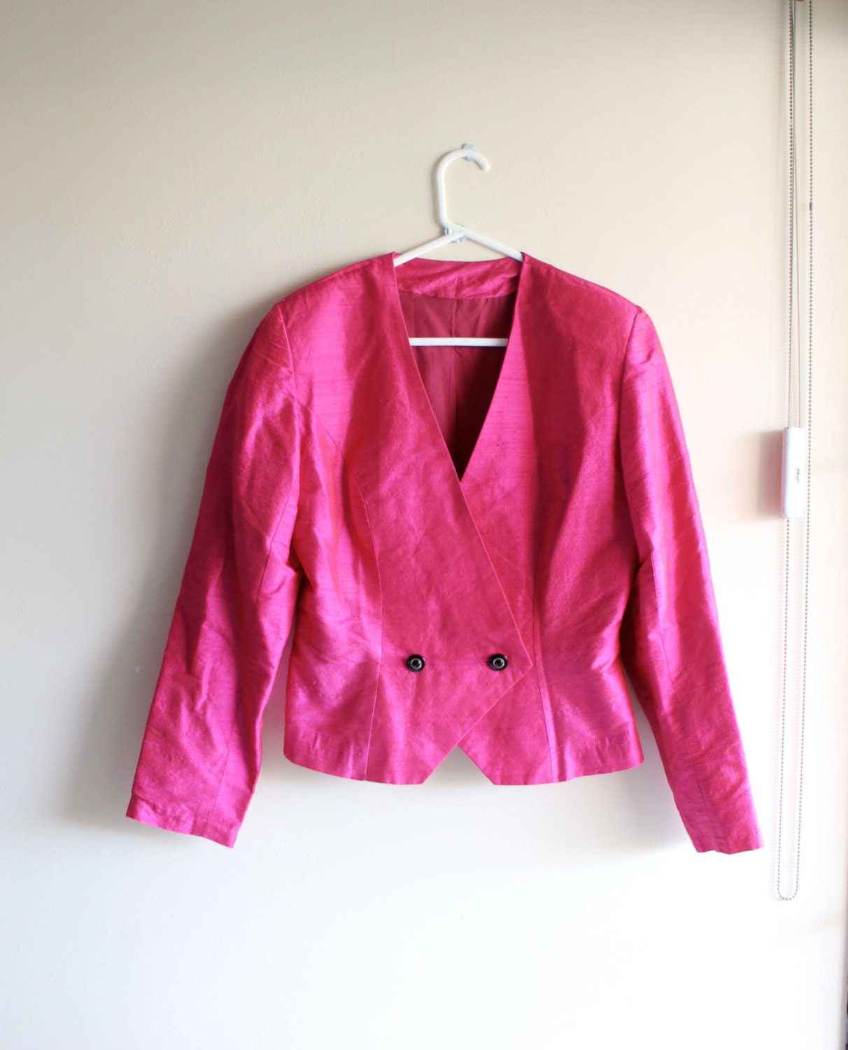 Vintage 80s Handmade Jacket // Hot Pink Blazer // 80's