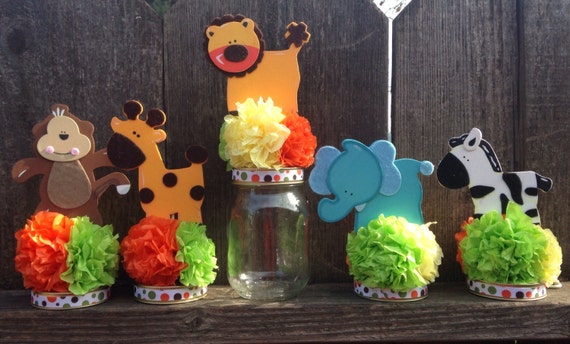 Jungle Safari Jar Centerpieces for Baby Shower Birthday Party Decoration set of 5 fill with candy Il_570xn