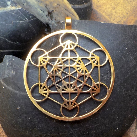 Metatron's Cube pendant 1 3/4 Brass by Floweroflife9 on Etsy