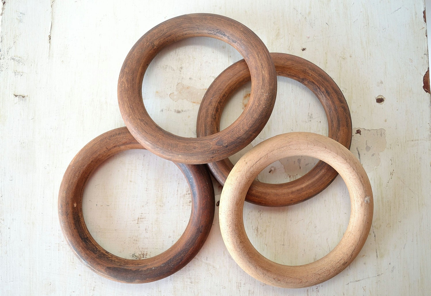 vintage large wooden rings four by cupolavintage on Etsy