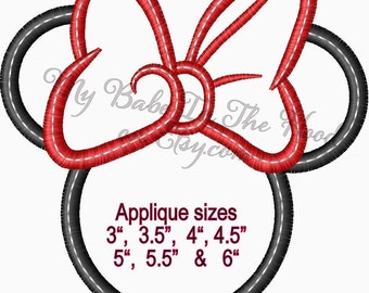 Minnie Mouse Embroidery Applique design inspired by Disney