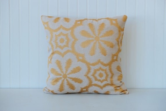 Items similar to Gold, metallic, decorative throw, pillow, flower, ikat design, home decor, home ...