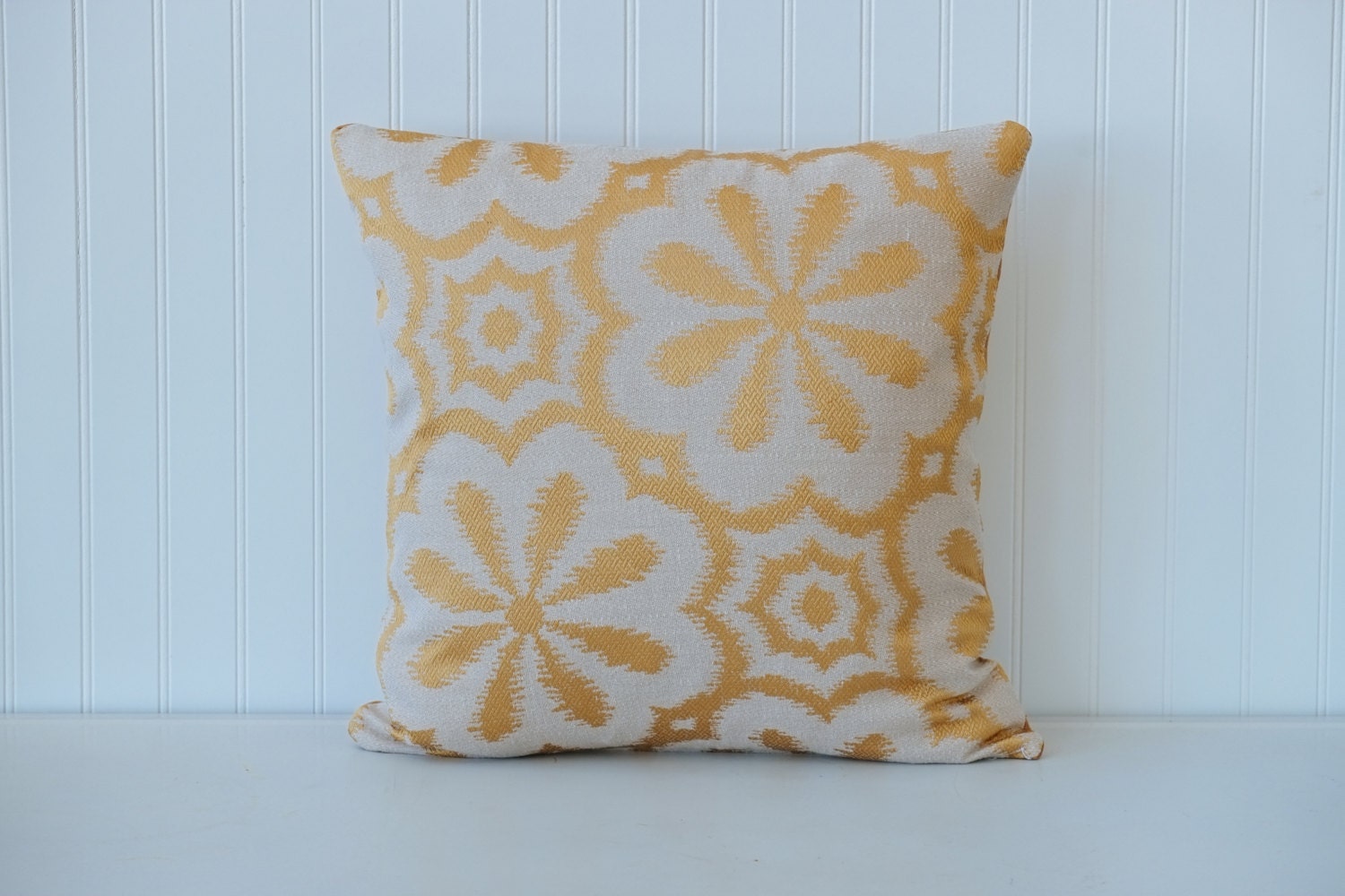 Gold metallic decorative throw pillow flower by OldLakeGeorge