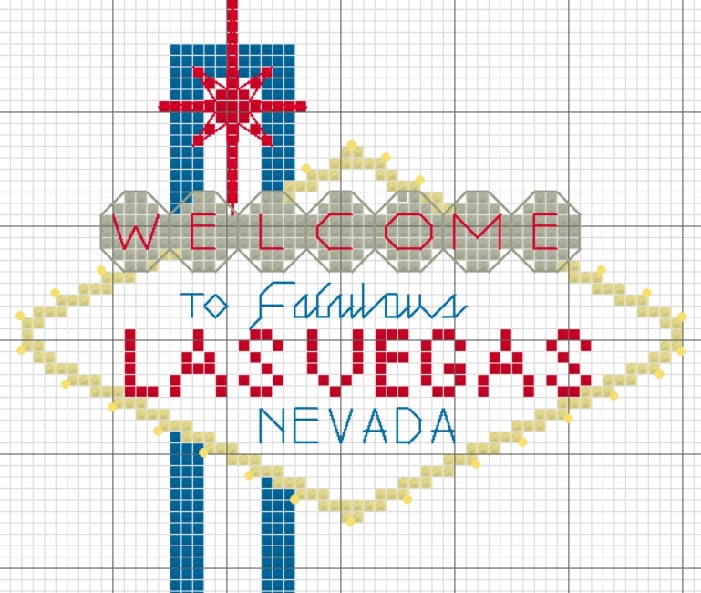 to Las Vegas Sign Cross Stitch Pattern