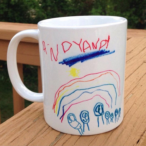 Personalized Child's Drawing on a Coffee Mug Original