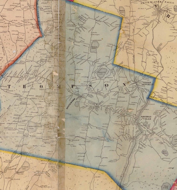 Sullivan County New York 1856 Wall Map Reprint with by Oldmap