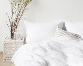 USA White Stone Washed Linen Bed Set